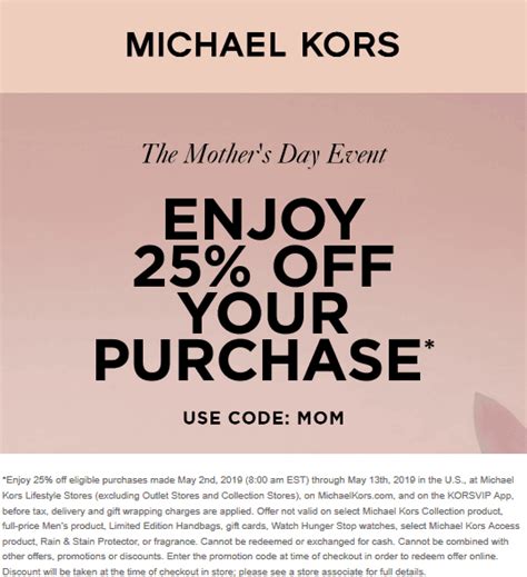 промокод michael kors|Michael Kors first order promo code.